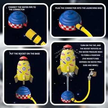 TANSAR Sprinkler Rocket Launcher, Outdoor Water Toys for Kids, Summer Outside Game, Holiday & Birthday Ideas for Boys Girls Age 3 4 5 6 7 8 Year Old, Red