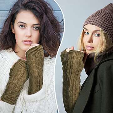 SATINIOR Arm Warmers - Fingerless Gloves Set for Women