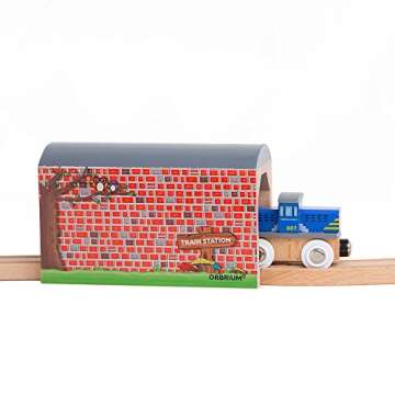 Orbrium® Toys Large Wooden Train Tunnel Track Compatible with Thomas Brio Chugginginton Set