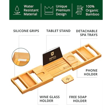 Royal Craft Wood Bath Caddy for Luxurious Bathtime