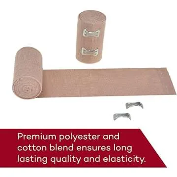 Dealmed Compression Bandages with Clip Closure | Stretch Elastic Wraps for Foot, Ankle, Knee, Leg, Arm & Body, Muscle Sprains, Sports Injury, Edema & Wound Care (3 Inch Pack of 2)