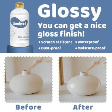 200ml Air Dry Clay Glaze, Gloss Varnish for Air Drying Clay, Air Dry Clay Varnish for Pottery and Ac...