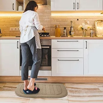 BEQHAUSE Anti-Slip Washable Kitchen Rug Mat Taupe