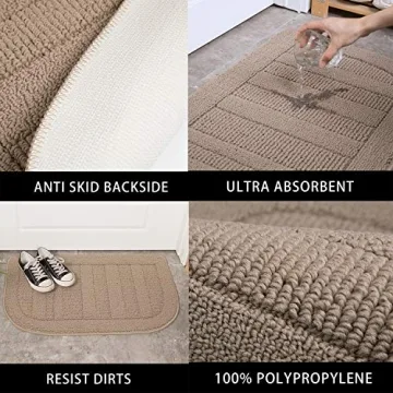 BEQHAUSE Anti-Slip Washable Kitchen Rug Mat Taupe
