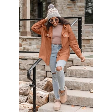 VICHYIE Women's Casual Corduroy Oversized Shacket