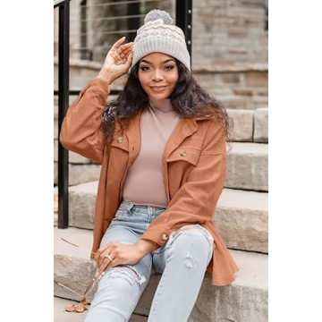 VICHYIE Women's Casual Corduroy Oversized Shacket