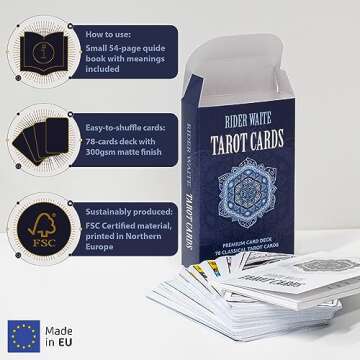 Sagospelet Classic Tarot Cards Set - Original 78 Card Tarot Deck with Guide Book - Beginner and Lear...