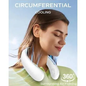 Neck Fan, Portable Fan around Neck, 5200mAh Battery Operated Wearable Personal Fan with USB Rechargeable, 3 Wind Speed,Ultra Quiet, Bladeless,Headphone Design for Travel, Men Women