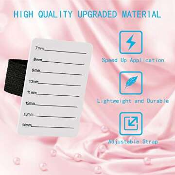 Patelai 4 Pieces Lash Holder Eyelash Extension Hand Pallet Tray Tools with Adjustable Wrist Strap Adjustable Lash Tray Strip Palette One Size Fits Most Eyelash Extension Holder (7-14 mm Pattern)