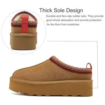 SMajong Women Winter Snow Boots Thickened Flat Boots Fur Lined Warm Durable Shoes Home Slippers Casual Shoes Brown 9 US (sole size 41)