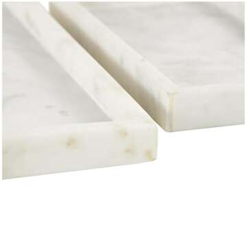 CosmoLiving by Cosmopolitan Marble Living Room Decor Tray Slim Ottoman Tray, Set of 2 Serving Tray 1...