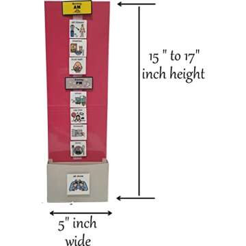 1-Strip Daily Visual Schedule Calendar Chart - Kit Includes 60 Home & Chores Laminate Cards -Great Behavioral Tool for Structure and Independence (Red 1-Strip, Laminate Cartoon 60 Cards)