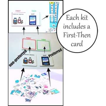 1-Strip Daily Visual Schedule Calendar Chart - Kit Includes 60 Home & Chores Laminate Cards -Great Behavioral Tool for Structure and Independence (Red 1-Strip, Laminate Cartoon 60 Cards)