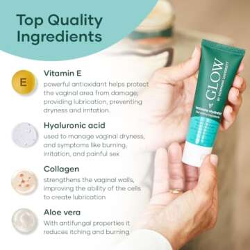 Glow Vaginal Moisturizer, 1.7 Fl Oz, Hormone-Free Intimate Hydrator, Vulva Gel with Collagen, Aloe Vera & Hyaluronic Acid, Helps Relieve Dryness, Itching & Burning, Obgyn Approved