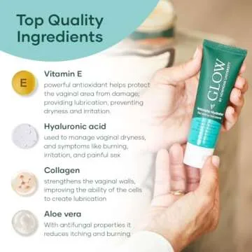 Glow Vaginal Moisturizer, 1.7 Fl Oz, Hormone-Free Intimate Hydrator, Vulva Gel with Collagen, Aloe Vera & Hyaluronic Acid, Helps Relieve Dryness, Itching & Burning, Obgyn Approved