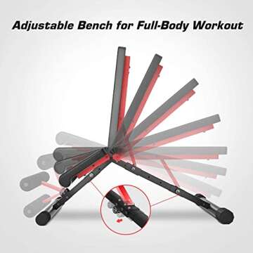 Pelpo Adjustable Weight Bench, Folding Weight Lifting Bench, Workout Bench for Home, Incline/Decline Bench for Full Body Workout, Strength Training Benches, Max Load 660lbs