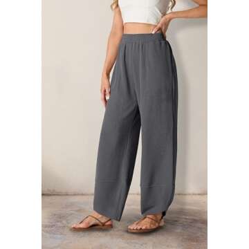 FREEOAK Wide Leg Boho Capri Pants Palazzo Flowy Relaxed Fit Sweatpants for Women Work Gaucho Fall Wi...