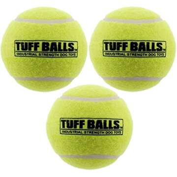 PetSport Yellow Tennis Ball Dog Toys | 3 Pack Giant (4") Tuff Balls for Large Dogs | Pet Safe Non-To...