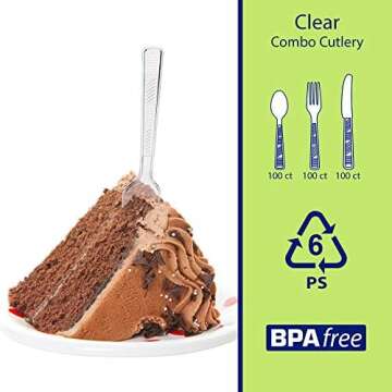 Party Dimensions 300 Count Plastic Cutlery Combo Box, Disposable Clear Plastic Silverware Utensils Set