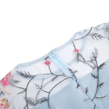 Elegant Floral Embroidery Dress for Women - Vintage Charm