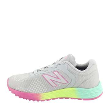 New Balance Kid's Fresh Foam Arishi V2 Bungee Running Shoe, Light Aluminum/Rainbow, 2 Wide Little Kid