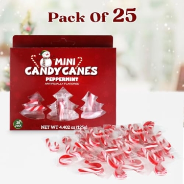 Christmas Mini Candy Canes - 25 Count Peppermint Flavor
