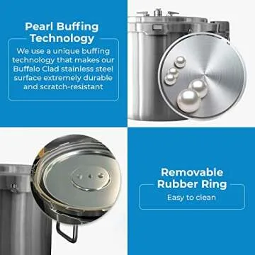 Buffalo 37 Quart Stainless Steel Pressure Cooker Extra Large Canning Pot with Rack and Lid for Commercial Use - Easy to Clean Stove Top Pressure Canner, Can Cooker - Safety Goods Certificate QCP435
