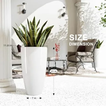 Sturdy Indoor Outdoor Tall Planters - 21 Inch Duo Set