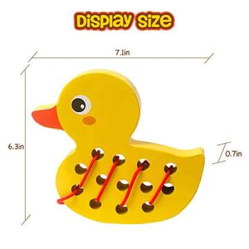 Skrtuan Wooden Lacing Duck Threading Toys Wood Block Puzzle Car Airplane Travel Game Montessori Earl...