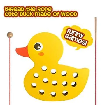 Skrtuan Wooden Lacing Duck Threading Toys Wood Block Puzzle Car Airplane Travel Game Montessori Early Development Fine Motor Skills Educational Gift for 1 2 3 Years Old Toddlers Baby Kids