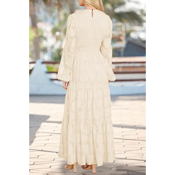 Elegant Floral Long Sleeve Maxi Dress with Pockets