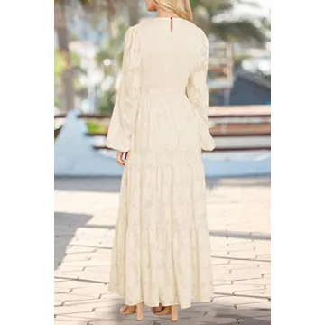 Elegant Floral Long Sleeve Maxi Dress with Pockets