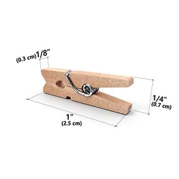 LWR CRAFTS Wooden Mini Clothespins 100 Per Pack 1" 2.5cm (Natural)