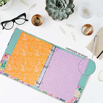 Steel Mill & Co Cute Decorative Binder Dividers with Tabs, 8 Tab Dividers Letter Size, Plastic Binder Organizer Set for School/Office, White Floral