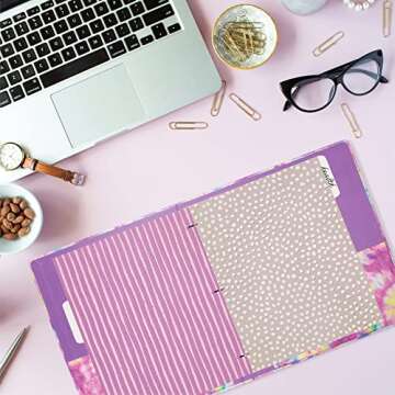 Steel Mill & Co Cute Decorative Binder Dividers with Tabs, 8 Tab Dividers Letter Size, Plastic Binder Organizer Set for School/Office, White Floral