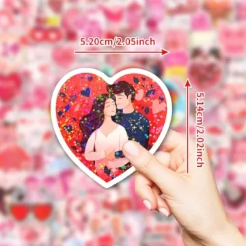 100Pcs Valentine's Stickers for Kids, Holographic Heart Stickers