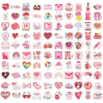 100Pcs Valentine's Stickers for Kids, Holographic Heart Stickers