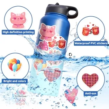 100Pcs Valentine's Stickers for Kids, Holographic Heart Stickers