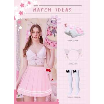 Avidlove Short Pleated Skirt Sexy Mini Skirt Cheer Skirt School Girl Skirts for Women (Pastel Pink， Medium)