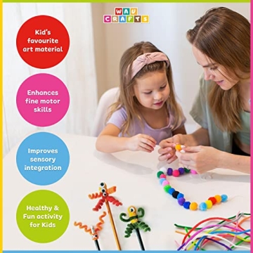 WAU Craft Pom Pom Balls 100pcs Large Multicolored Pompoms