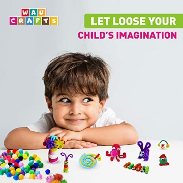 WAU Craft Pom Pom Balls 100pcs Large Multicolored Pompoms