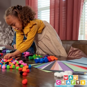 WAU Craft Pom Pom Balls 100pcs Large Multicolored Pompoms