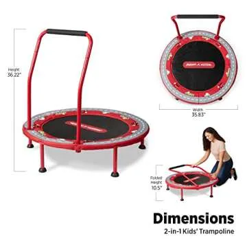 Radio Flyer 2-in-1 Kids' Trampoline, Mini Trampoline for Toddlers, Ages 3-6 Years,Red
