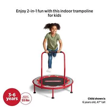 Radio Flyer 2-in-1 Kids' Trampoline, Mini Trampoline for Toddlers, Ages 3-6 Years,Red