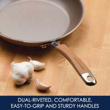 Rachael Ray Cucina Nonstick Cookware Pots and Pans Set, 12 Piece, Mushroom Brown