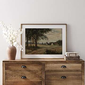 Vintage Landscape Wall Art - Antique Art Prints for Home Decor - Rustic Farm and Country Landscape Wall Decoration for Living Room, Dining Room - 11x14 inches, Ready to Frame (Moody Farmhouse)