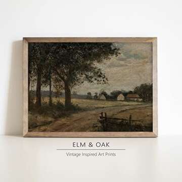 Vintage Landscape Wall Art - Antique Art Prints for Home Decor - Rustic Farm and Country Landscape Wall Decoration for Living Room, Dining Room - 11x14 inches, Ready to Frame (Moody Farmhouse)