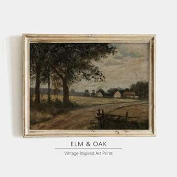 Vintage Landscape Wall Art - Antique Art Prints for Home Decor - Rustic Farm and Country Landscape Wall Decoration for Living Room, Dining Room - 11x14 inches, Ready to Frame (Moody Farmhouse)