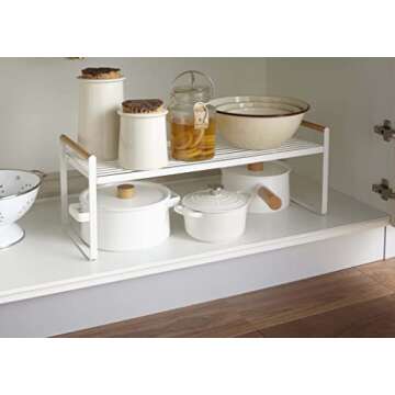 YAMAZAKI home Wired Organizer Rack-Kitchen Storage Shelves, One Size, White - 3803