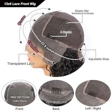 13x6 Lace Frontal Wigs for Black Women Pre Plucked Lace Wig Glueless Brazilian Remy Human Hair Wigs with Baby Hair (20 inch, 150% Density Lace Front Wig)